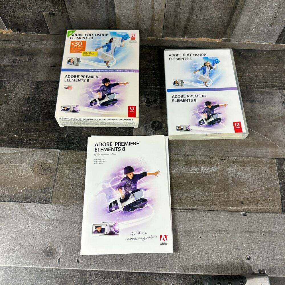 Genuine Original Adobe Photoshop‎ Elements 8 and Premie Elements 8 w/ key